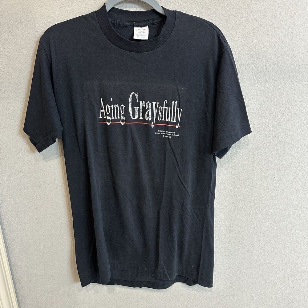 Vtg 90s Aging Graysfully Old Person T Shirt Men’s L Single Stitch Sleeve